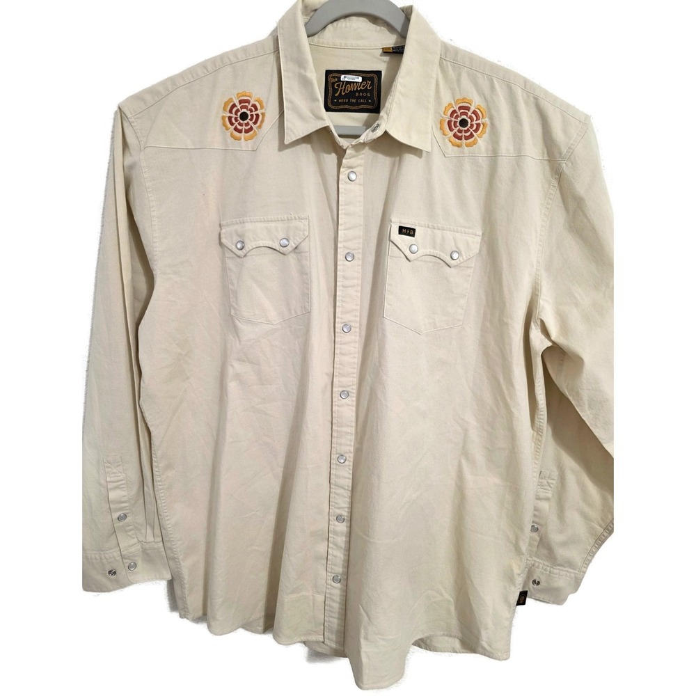 Howler Bros. Crosscut Deluxe Snap Shirt "Beach Blooms" LS Pearl Snap Western 2XL